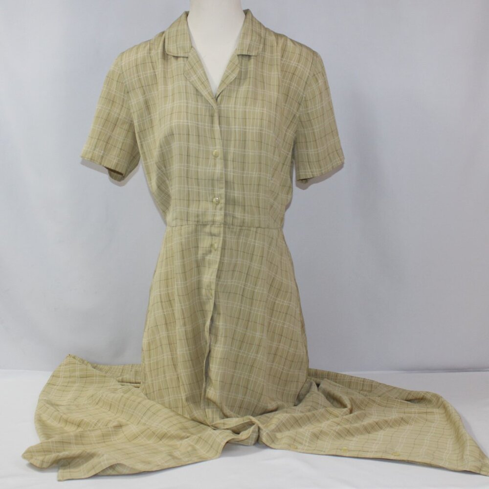 NY & CO Gold‎ Flowing Short Sleeve Button-Down Dress Size 12